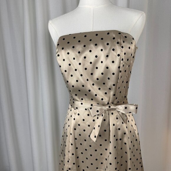 Vintage 90s Polka Dot Strapless Dress Made in USA Medium - Picture 6 of 9